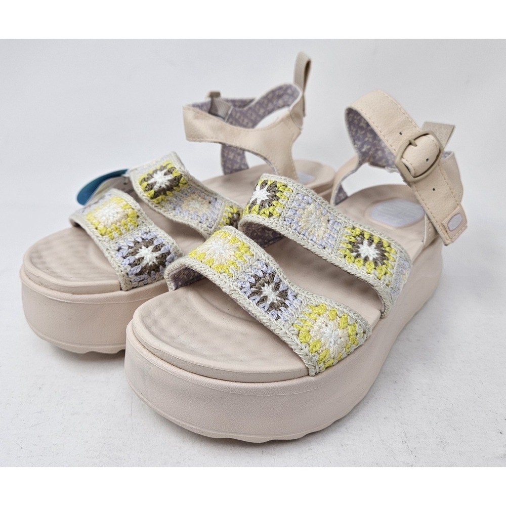 Hey Dude Delray Buckle Cottage Crochet Sandals Women's 6M Egret/Lavender NEW! - Picture 4 of 13